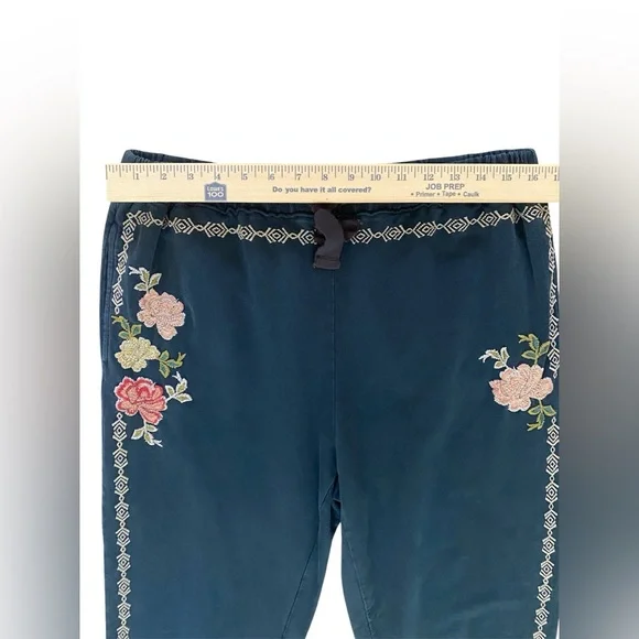 Sundance Faded Fields Jogger Pants Floral Embroidery Size Large Boho - Picture 3 of 8